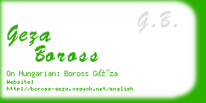 geza boross business card